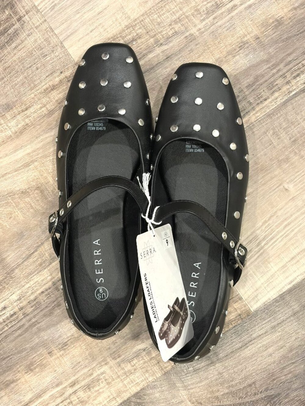 NWT Balletcore Black Studded Whimsygoth Mary Jane Ballet Flats Square Toe Size 9